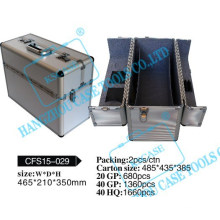 Stylish carrying aluminum cosmetic case with developable lid